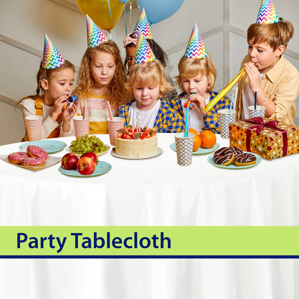 Party Dimensions recyclable or reusable tablecloth supports eco-friendly events.