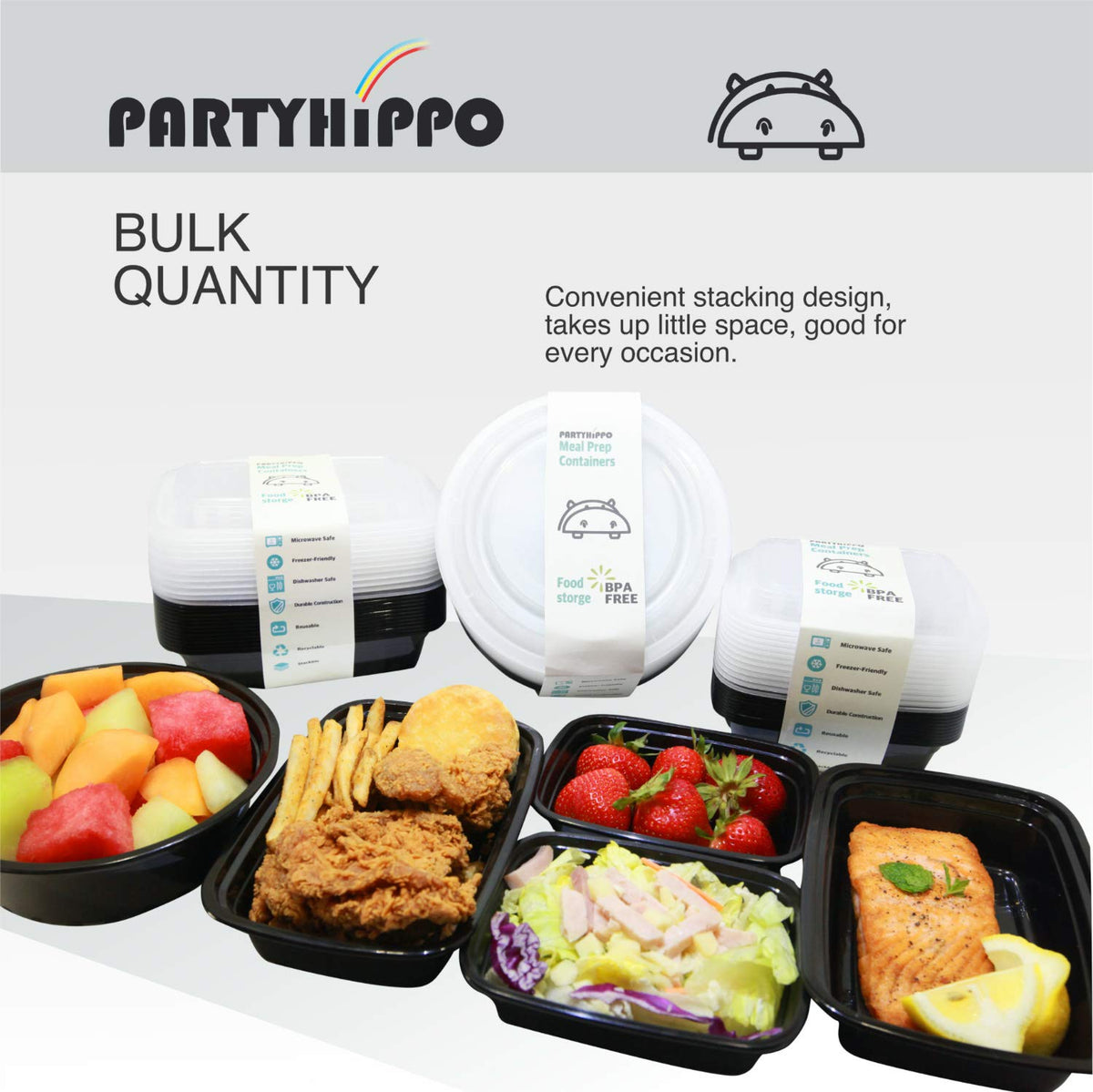 PARTYHIPPO dishwasher-safe container for easy cleaning