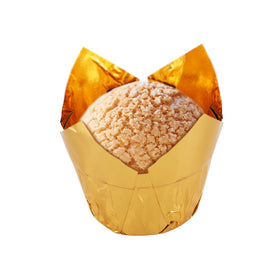 Party Hippo Gold Tulip Cupcake Liners feature 2.7 inch diameter for mini cakes.