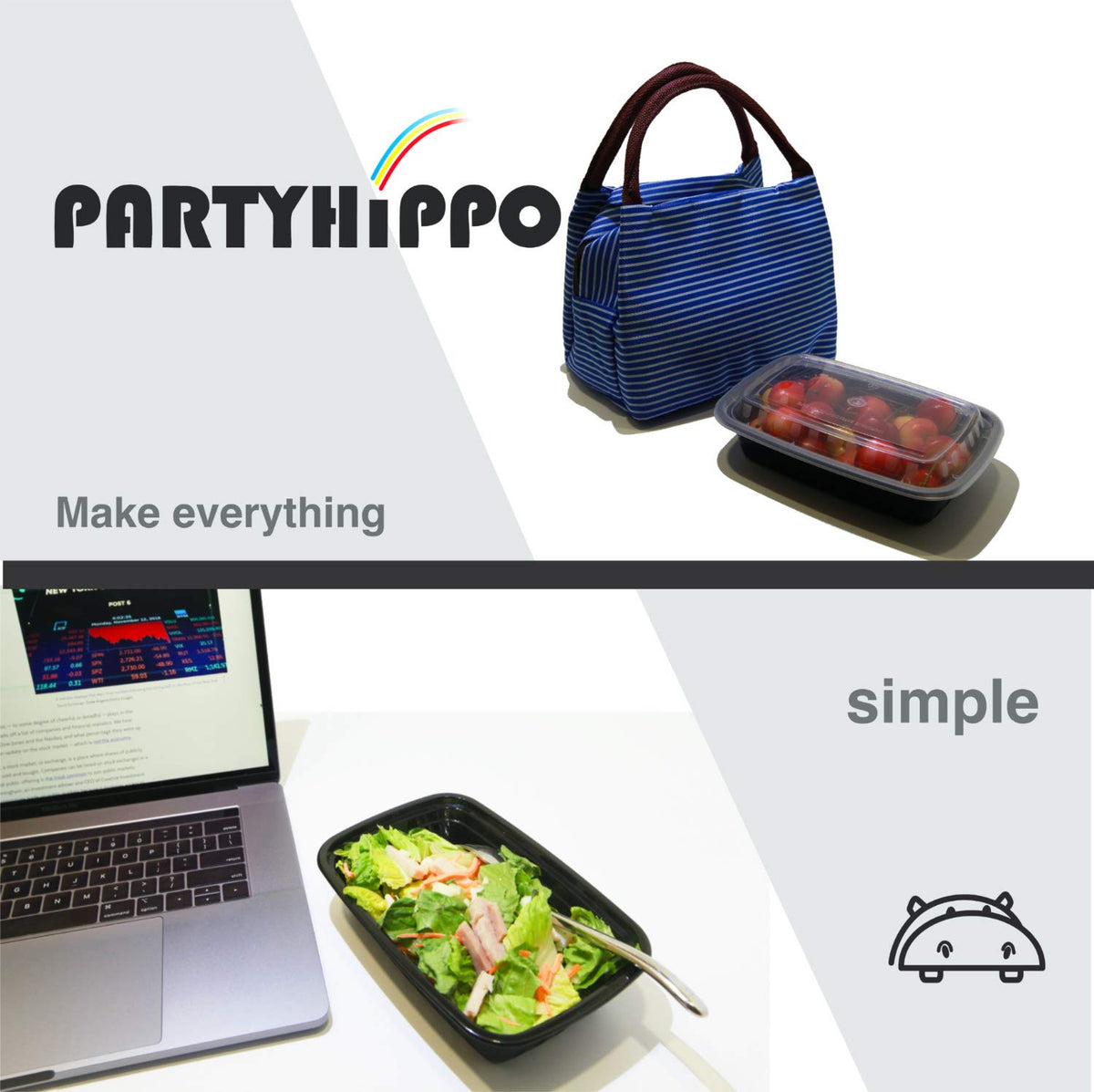 PARTYHIPPO microwave-safe container ready for quick reheating