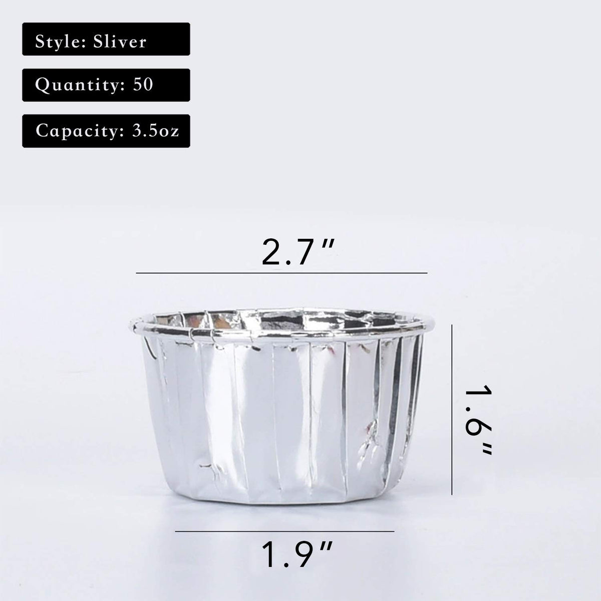 PARTYHIPPO aluminum muffin liners sized 2.7 inches, sturdy oven-safe performance.