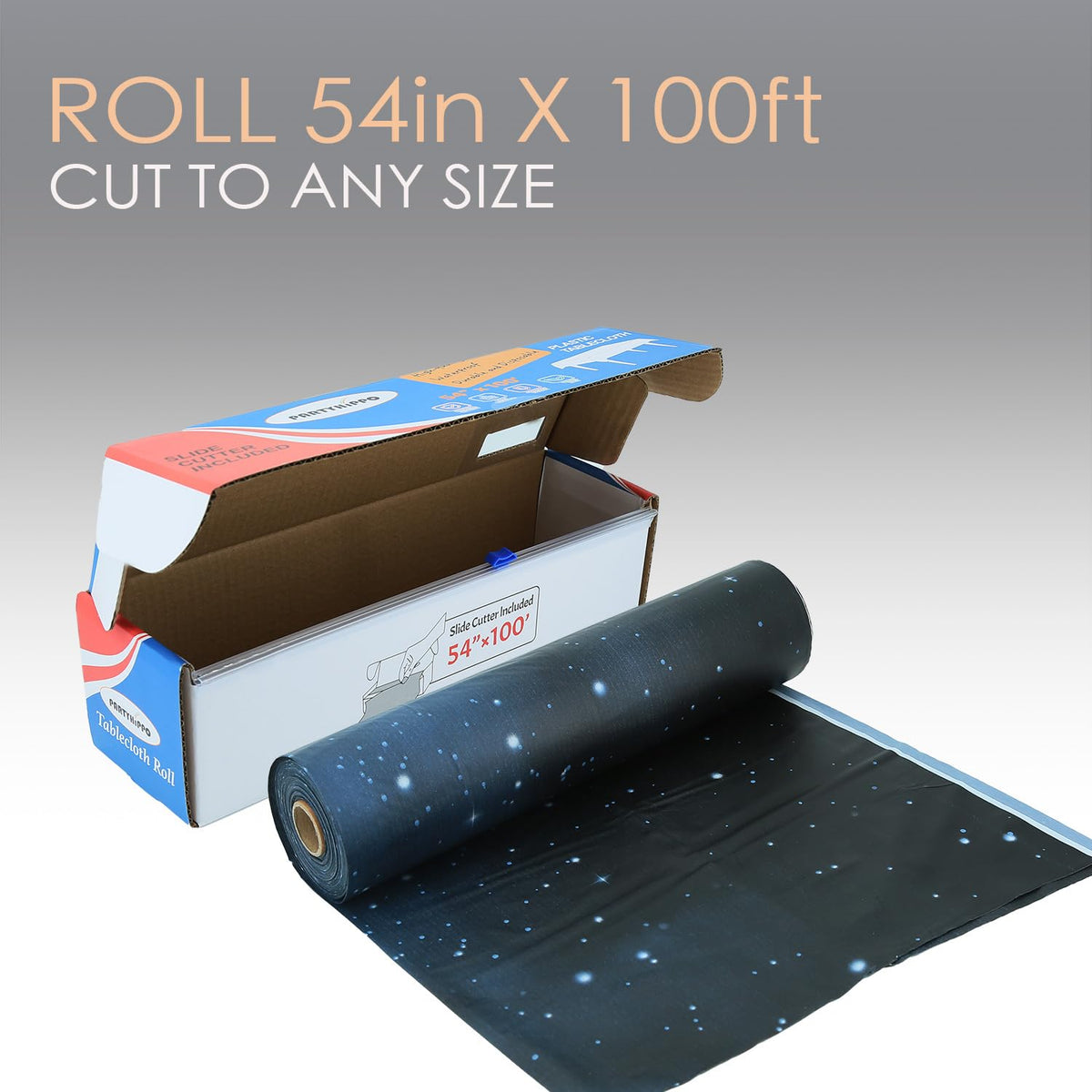 Starry Sky table cover on a dining table adding festive ambiance.