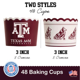 PartyKandy Texas A&M baking cups neatly stacked for quick serving at gatherings.