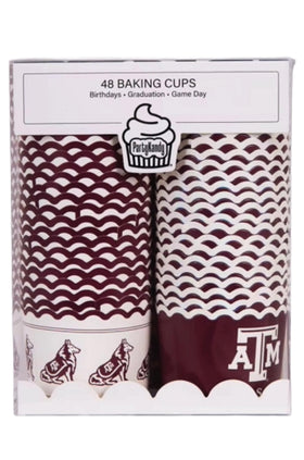 PartyKandy Texas A&M baking cups in team colors for tailgate-ready desserts.