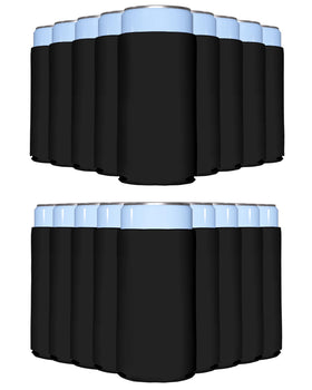 PartyPrints 25-pack black slim can sleeves ready for personalization at events.