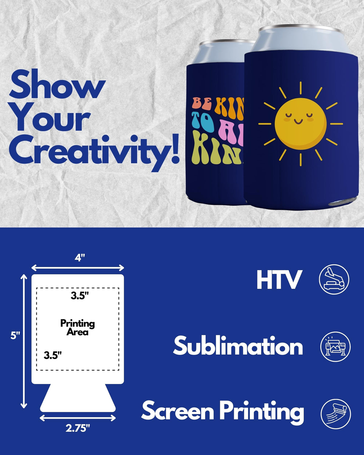 PartyPrints customizable foam can sleeve ready for personalized branding for events and gifts.