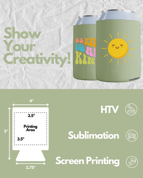 PartyPrints Sage customizable can cooler sleeve ready for screen printing or HTV design.