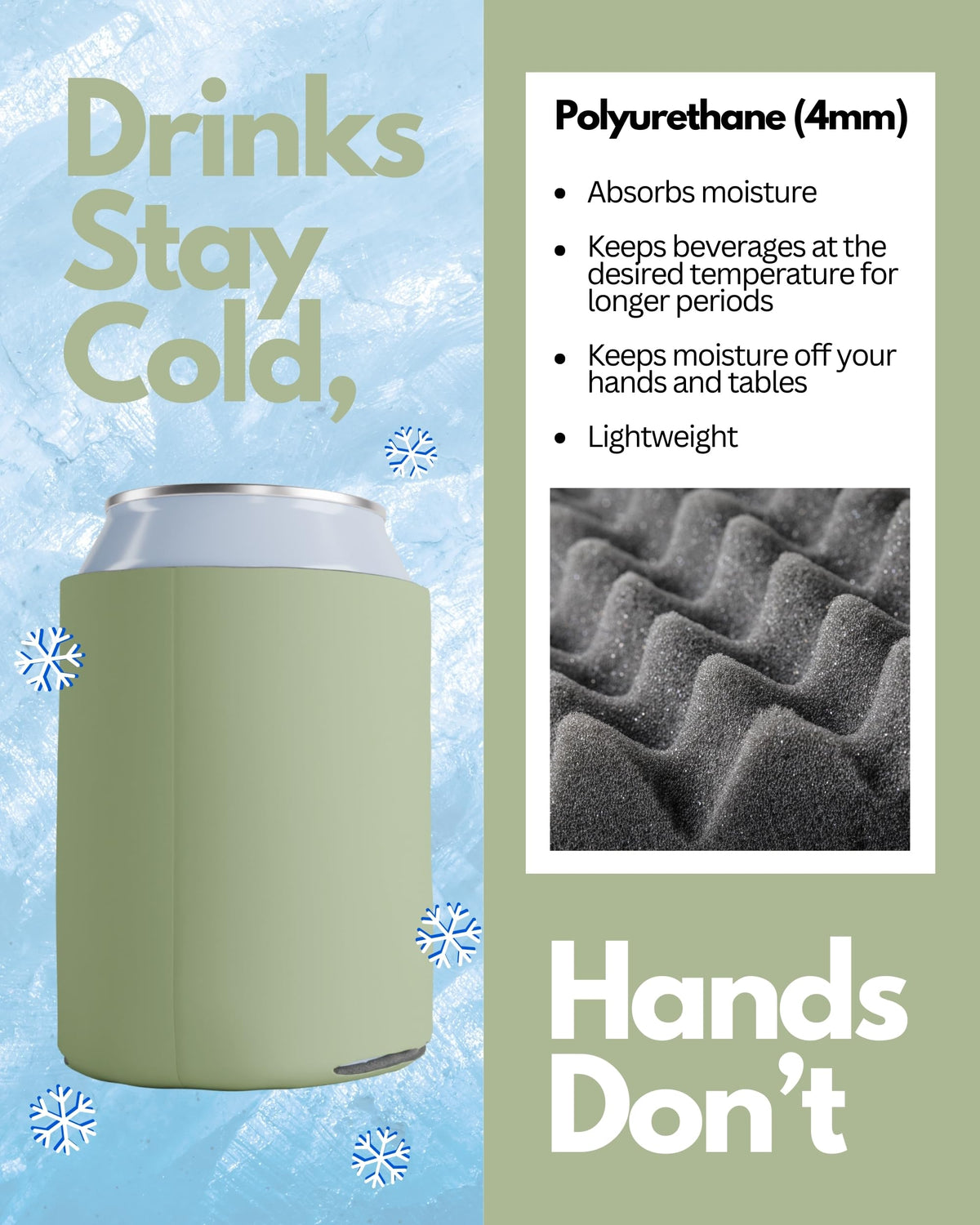 PartyPrints Sage party favor can cooler sleeve for birthdays and weddings.