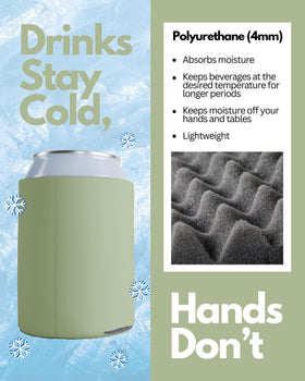 PartyPrints Sage party favor can cooler sleeve for birthdays and weddings.