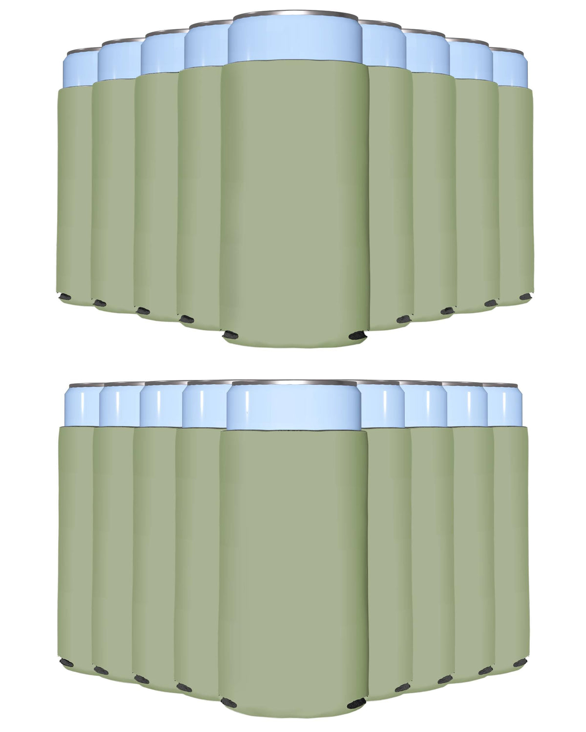 PartyPrints Sage slim can cooler pack showing cooling sleeves for gatherings