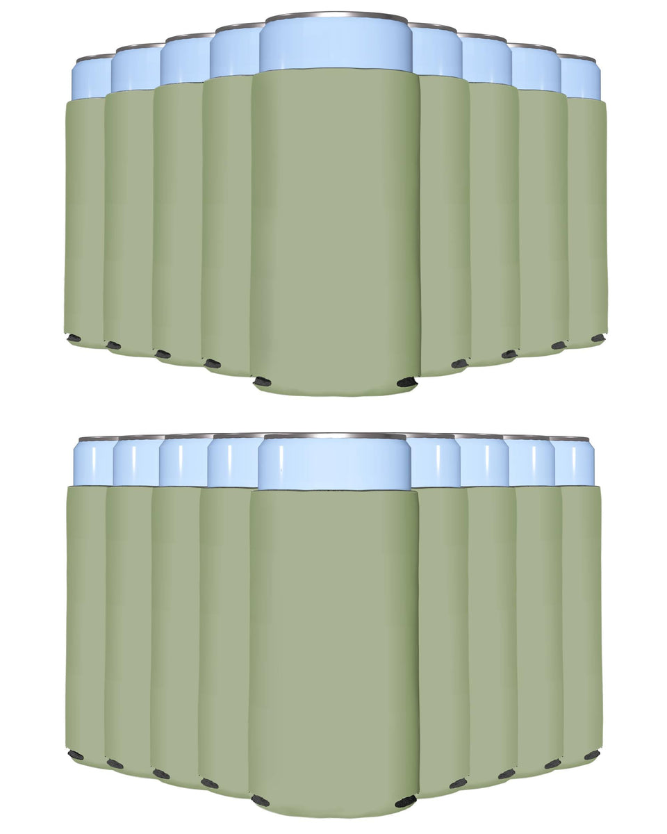 PartyPrints Sage slim can cooler pack showing cooling sleeves for gatherings