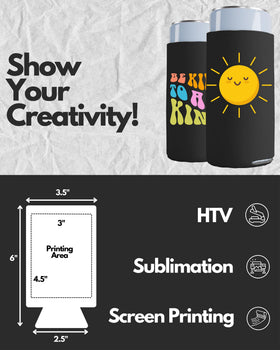 PartyPrints slim can cooler with insulated foam keeps drinks cool outdoors.