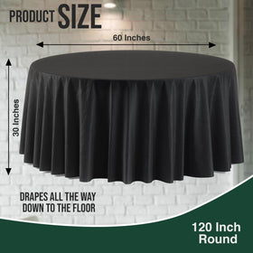 Party Solids black disposable tablecloth provides quick cleanup after celebrations.