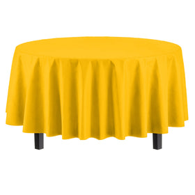 Party Solids Exquisite yellow round tablecloth on table for vibrant event styling