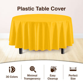 Party Solids Exquisite yellow round tablecloth in a festive party scene