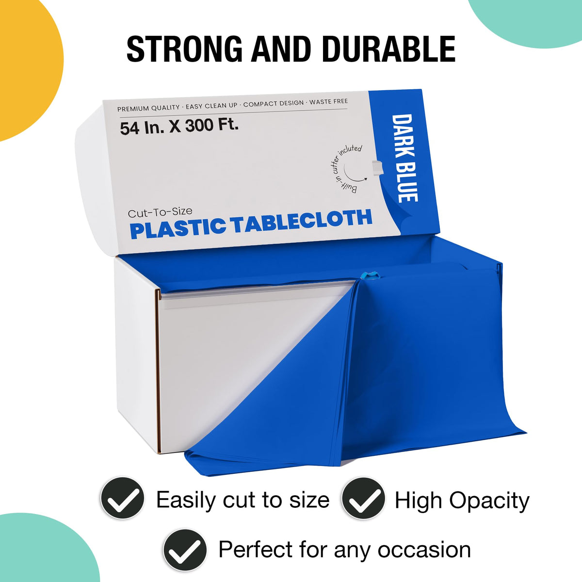Party Solids heavy-duty plastic close-up highlights durable waterproof protection.