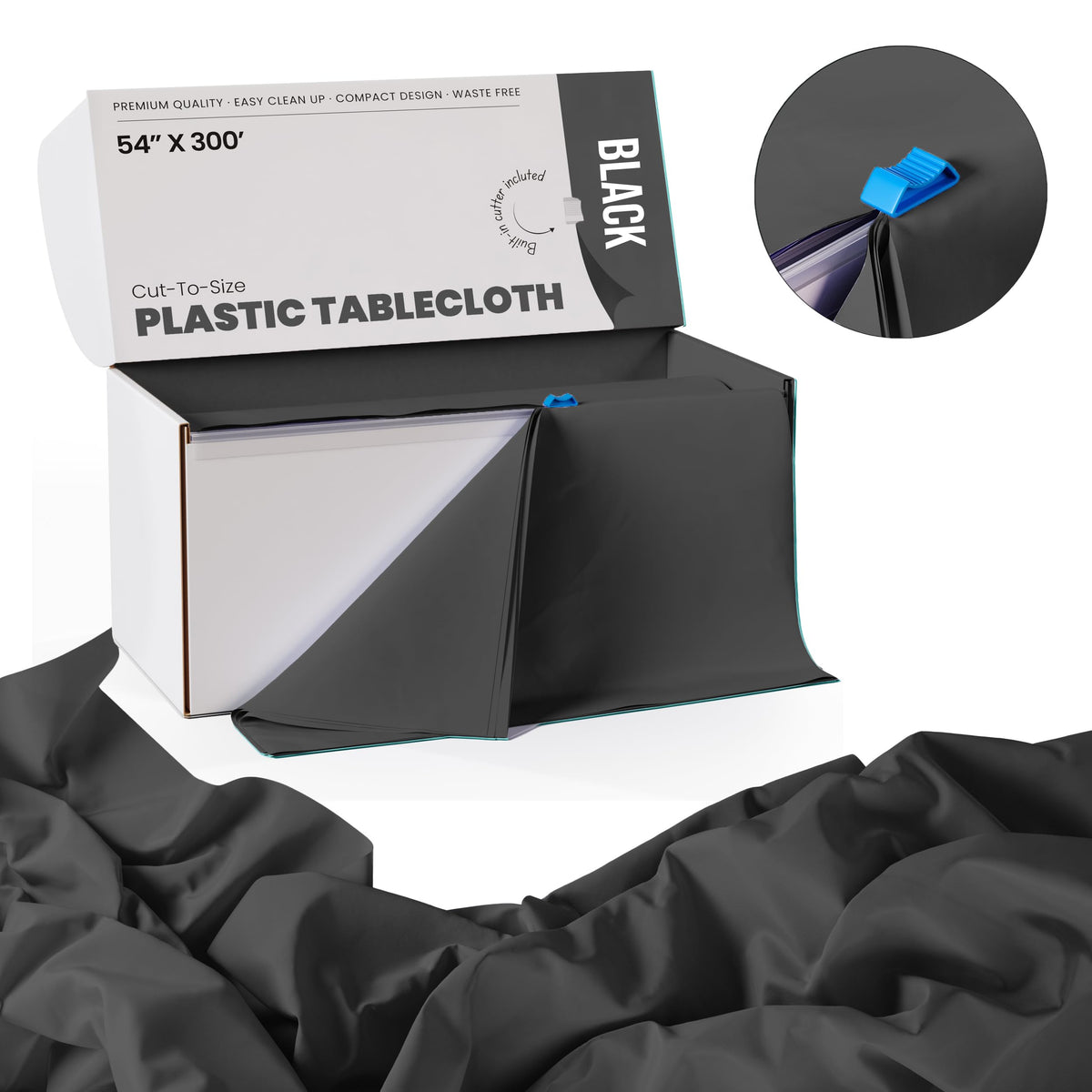Party Solids heavy-duty plastic tablecloth roll offers waterproof protection