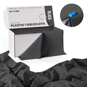 Party Solids heavy-duty plastic tablecloth roll offers waterproof protection