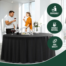 Party Solids outdoor-friendly tablecloth suits banquets and receptions under any weather.