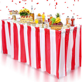 Pascliyna carnival table skirt 3-pack packaging shows easy setup
