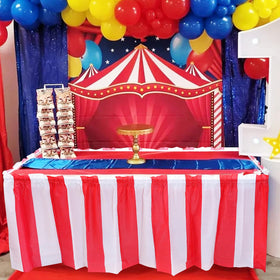 Pascliyna carnival table skirt durable plastic withstands party use