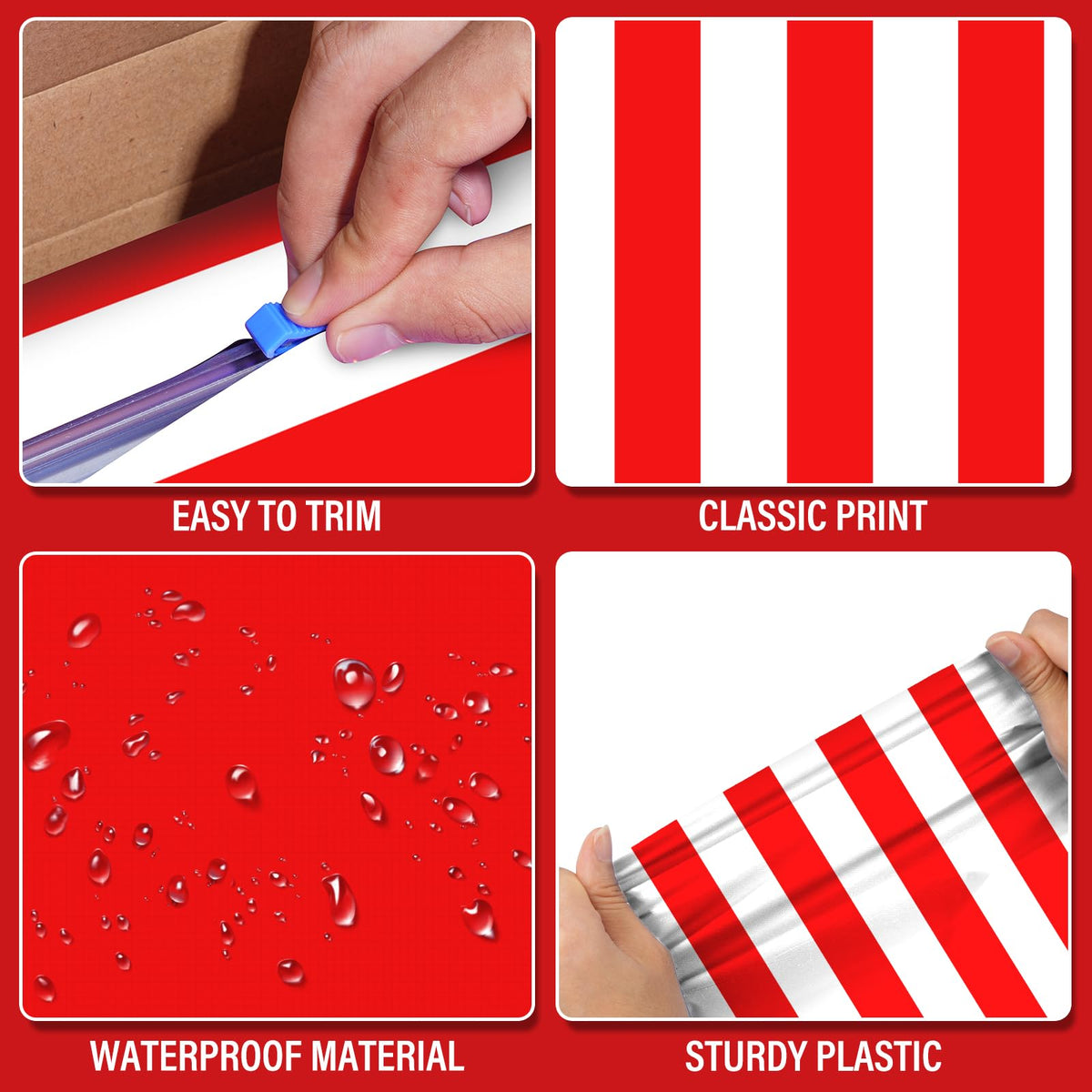 Pascliyna classic red-and-white stripes brighten circus-themed settings