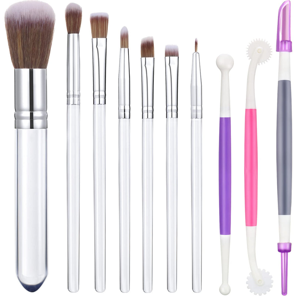 Patelai 10-piece cake decorating brushes set for smooth fondant application