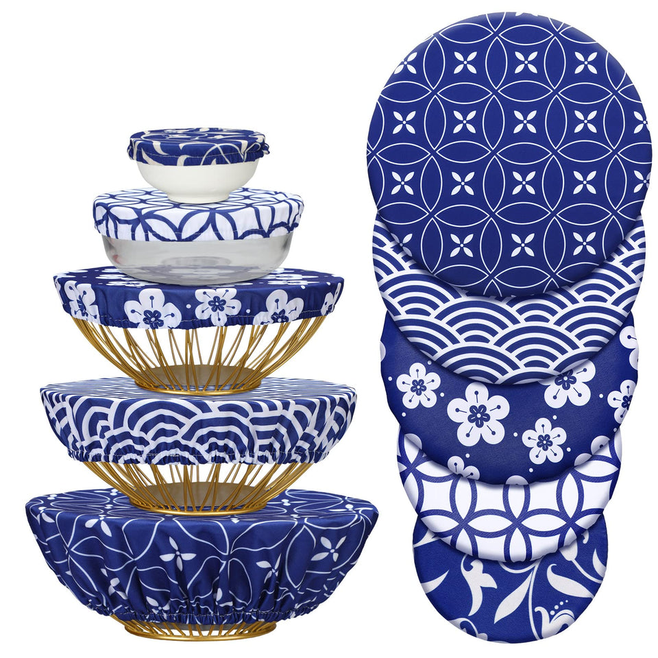 Patelai bowl covers 10pc set in blue and white pattern for fresh leftovers