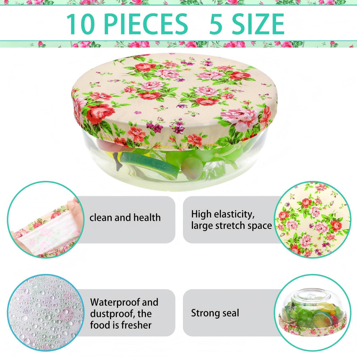 Patelai bowl covers protect leftovers and keep food fresh for meals and picnics.