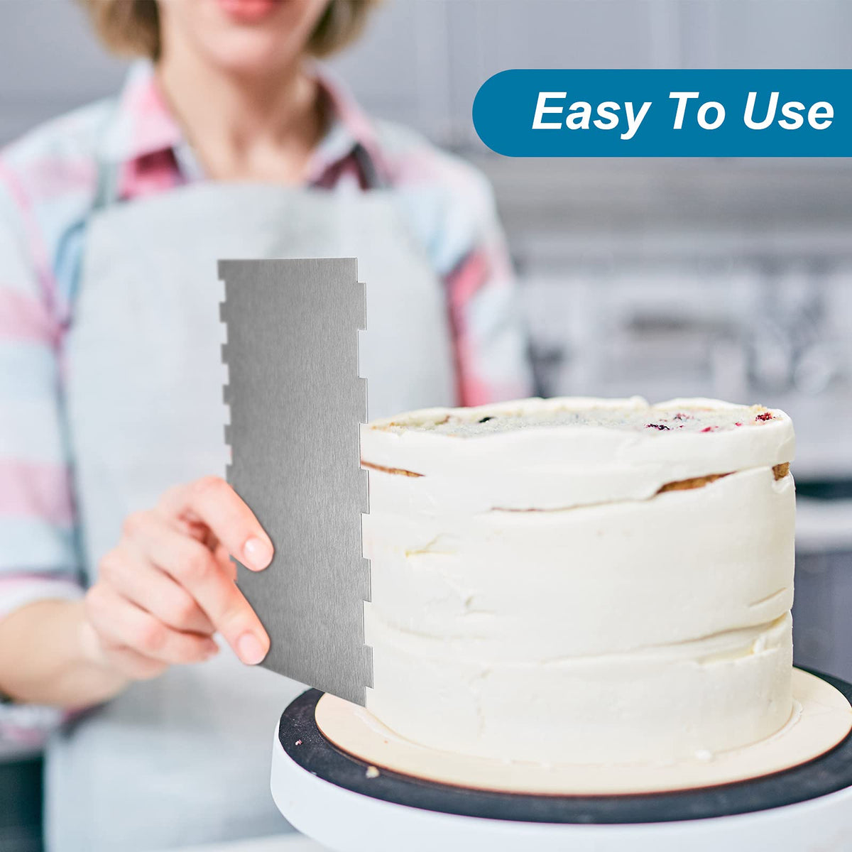 Patelai cake scraper 9inch smooth edge for even sides.