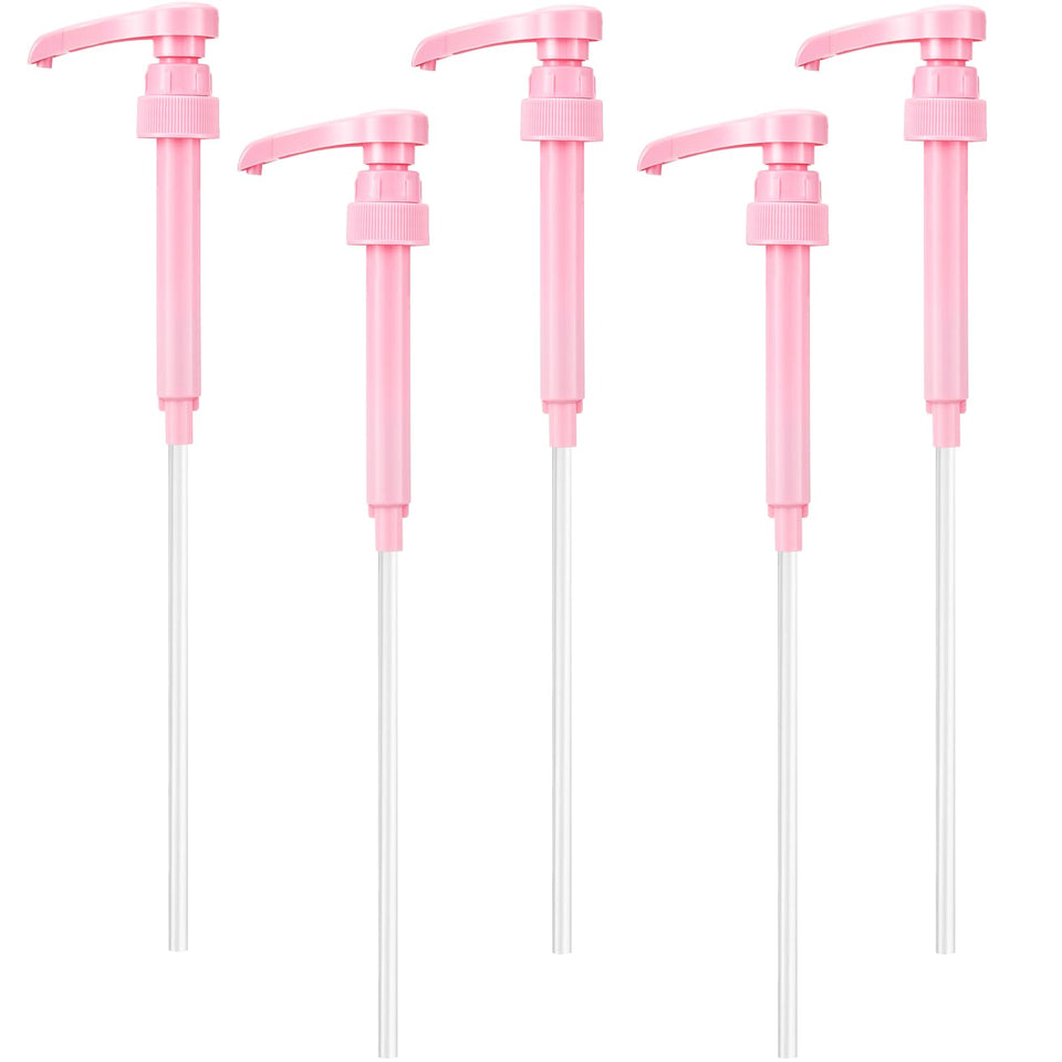 Patelai coffee syrup pump side view in pink for precise pouring