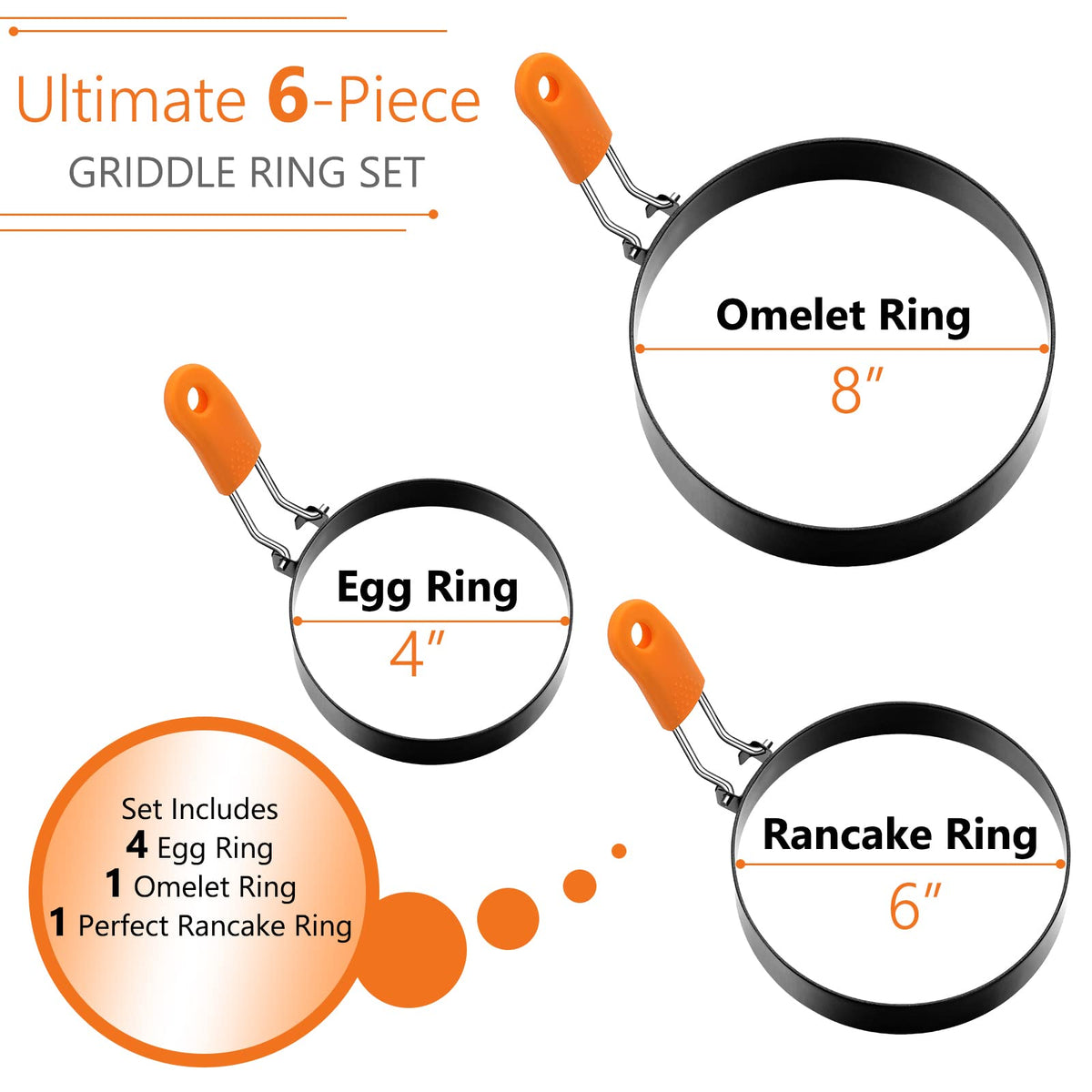 Patelai 6-inch egg ring displaying balanced omelette shapes.
