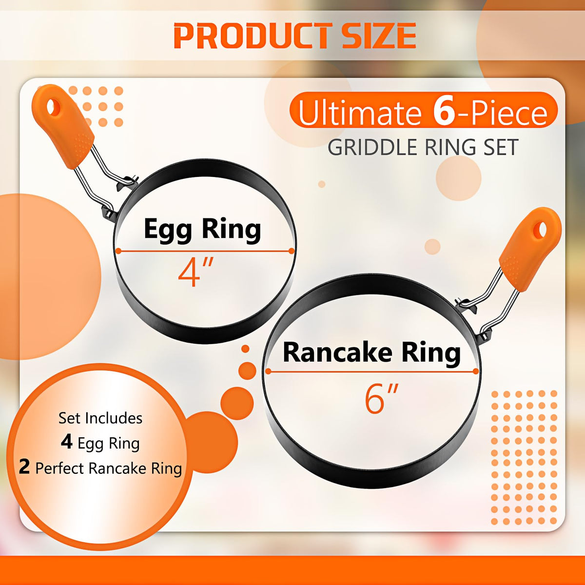 Patelai 6-inch pancake ring for neat pancakes and omelets.
