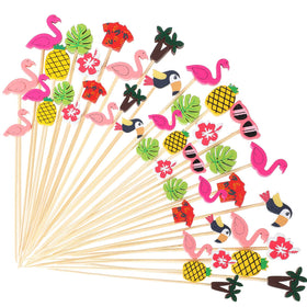 Patelai Hawaiian Luau Picks flamingo design to garnish tropical cocktails and appetizers.