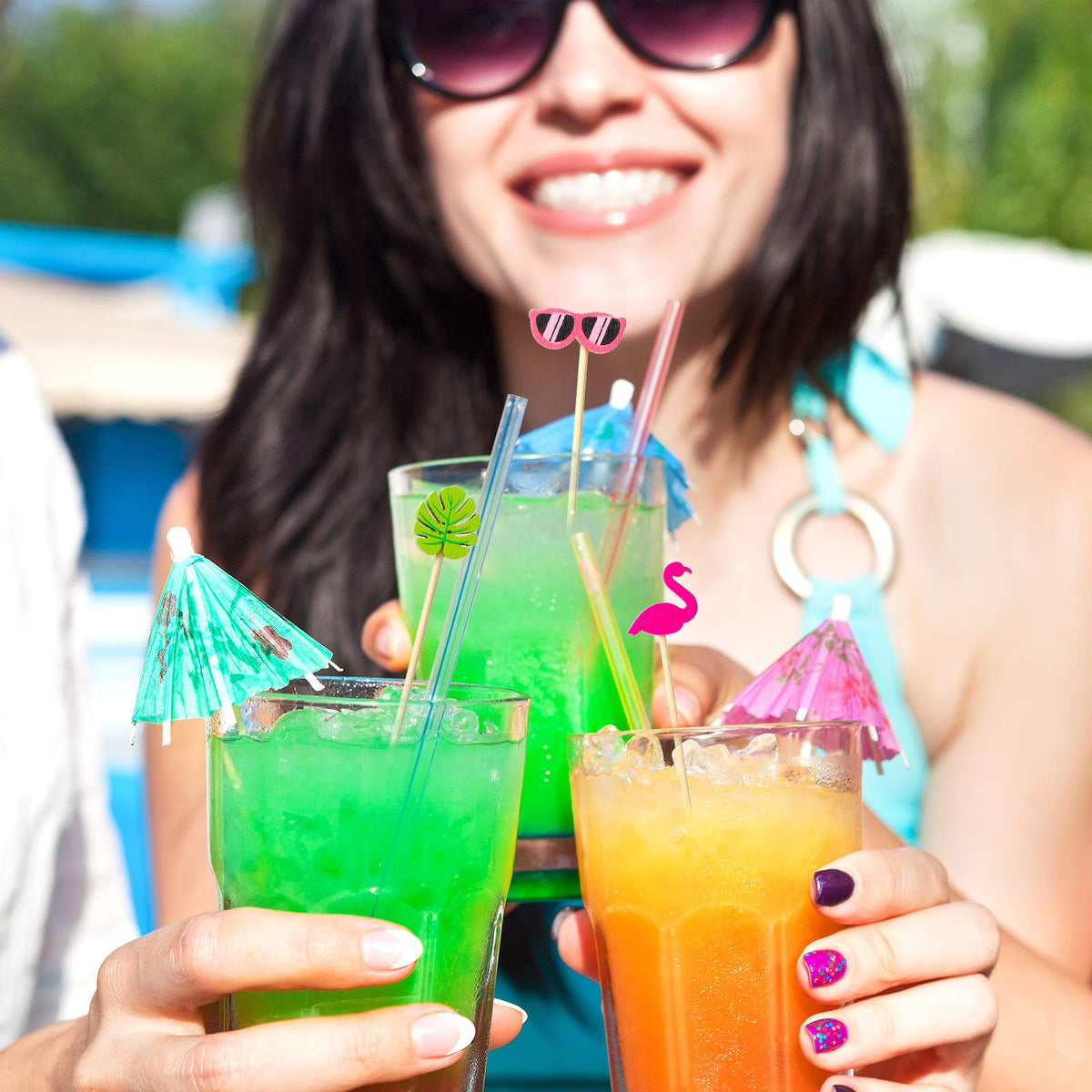 Patelai Luau Picks toucan design elevating cocktails and fruit platters.