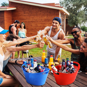 Patelai green ice bucket with handles for multi-item cooling.