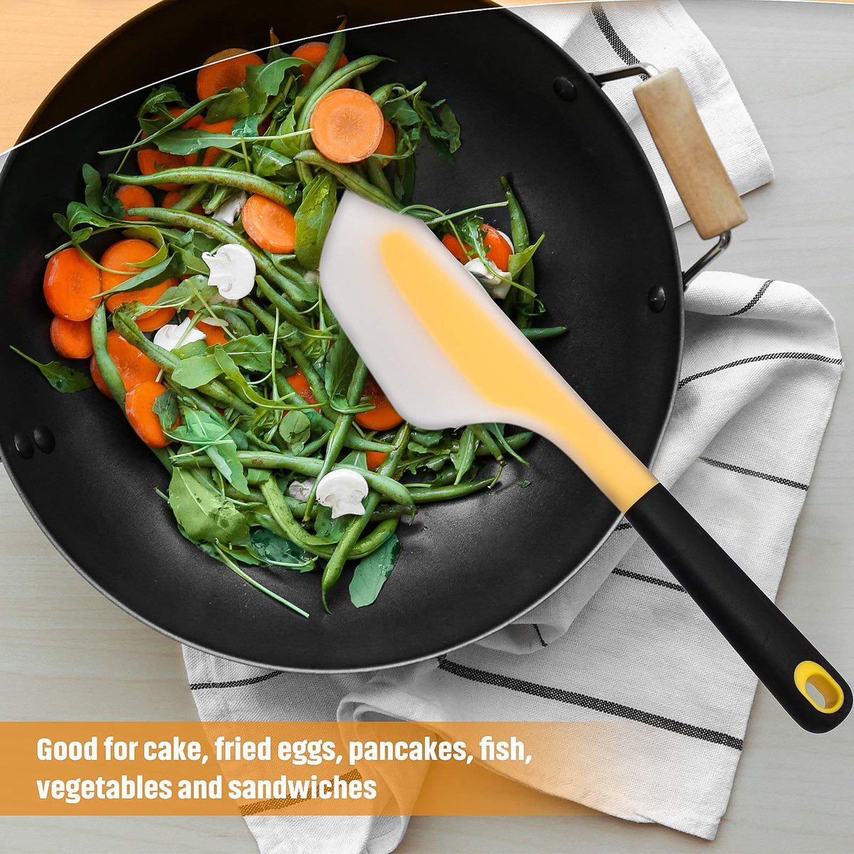 Patelai kitchen spatula with long handle reduces heat exposure during cooking