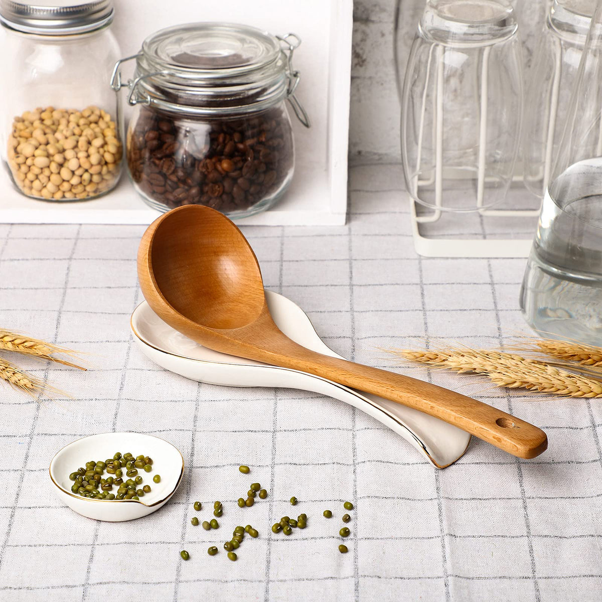 Patelai kitchen spoon rest, measures four by nine inches, versatile utensil support