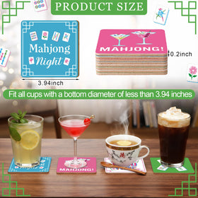 Patelai Mahjong coasters cork material absorbs moisture for clean tables.