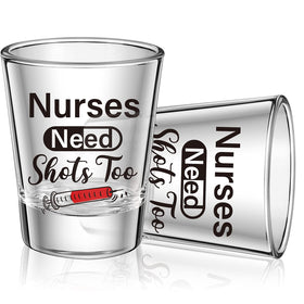 Patelai Nurse Need Shots Too glass front view, a playful nurse gift idea.