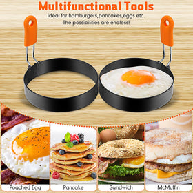 Patelai orange silicone handle adds grip while cooking.