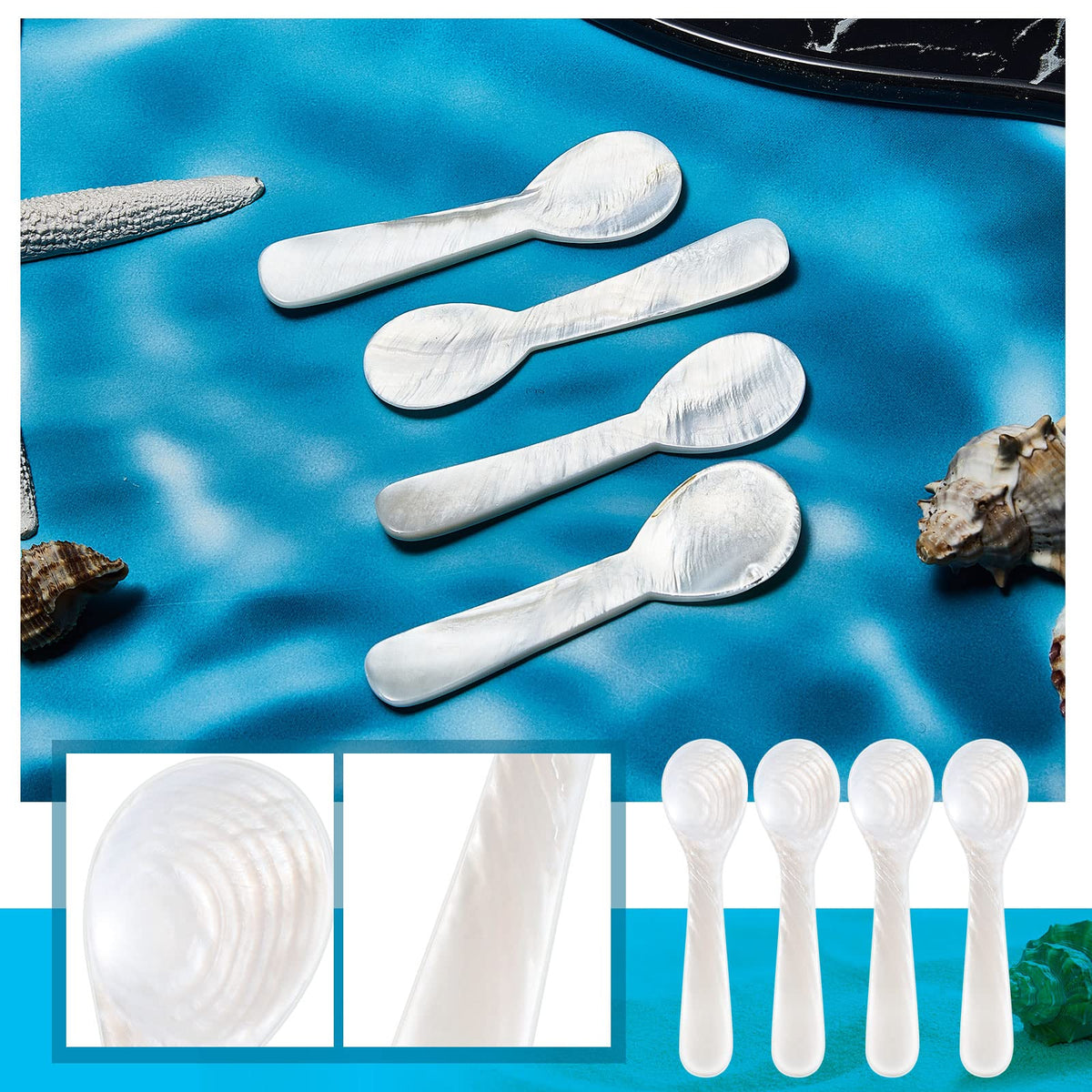 Patelai shell spoons in cream white finish for refined desserts.