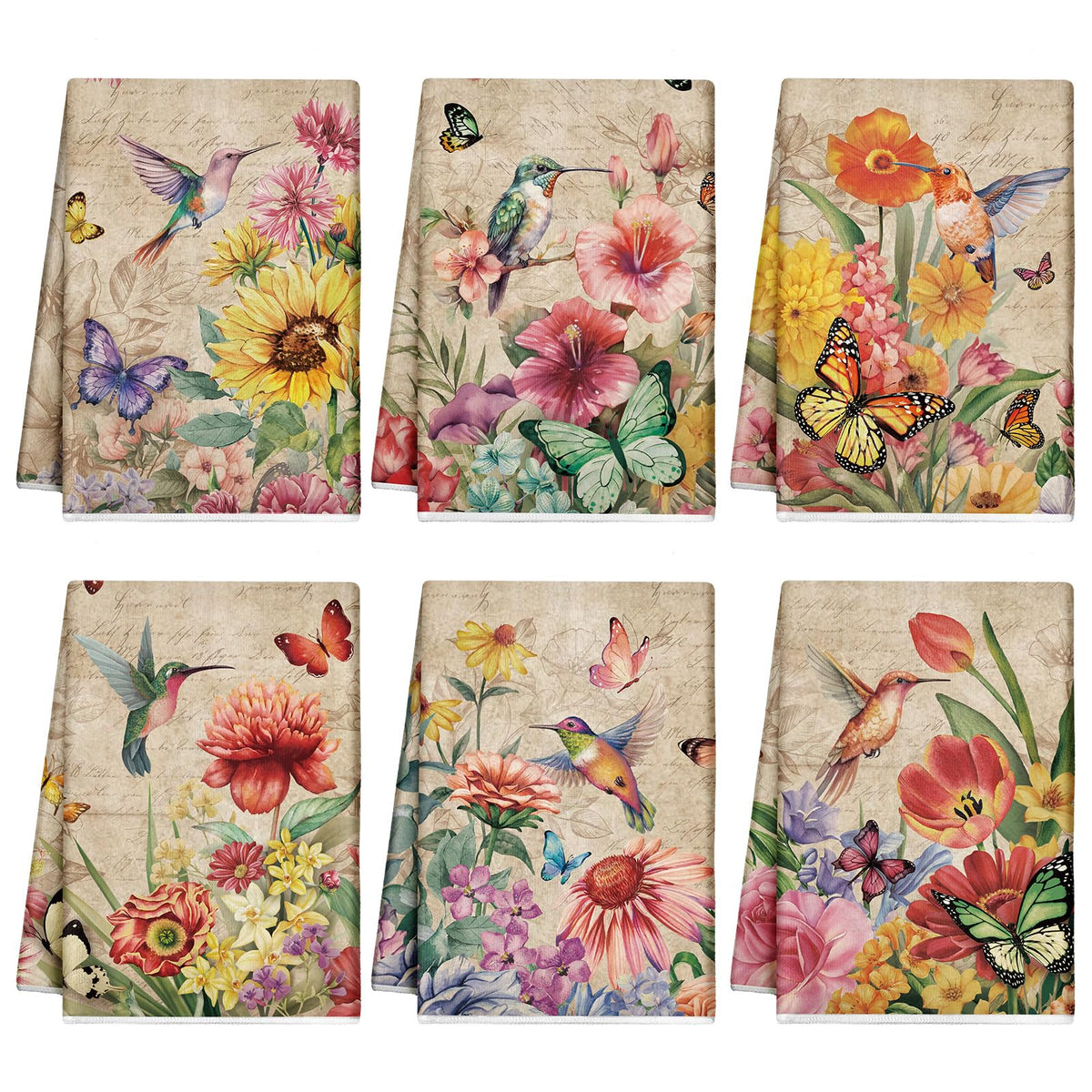 Patelai vintage flowers kitchen towel with butterfly design, absorbent for everyday dish drying.