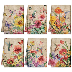 Patelai vintage flowers kitchen towel with butterfly design, absorbent for everyday dish drying.