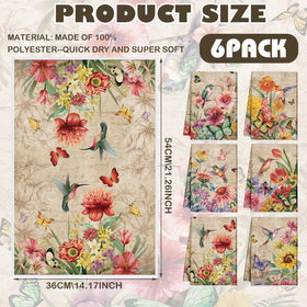 Patelai vintage flowers towel featuring hummingbirds, ideal for spring cleanup and decorative touches.