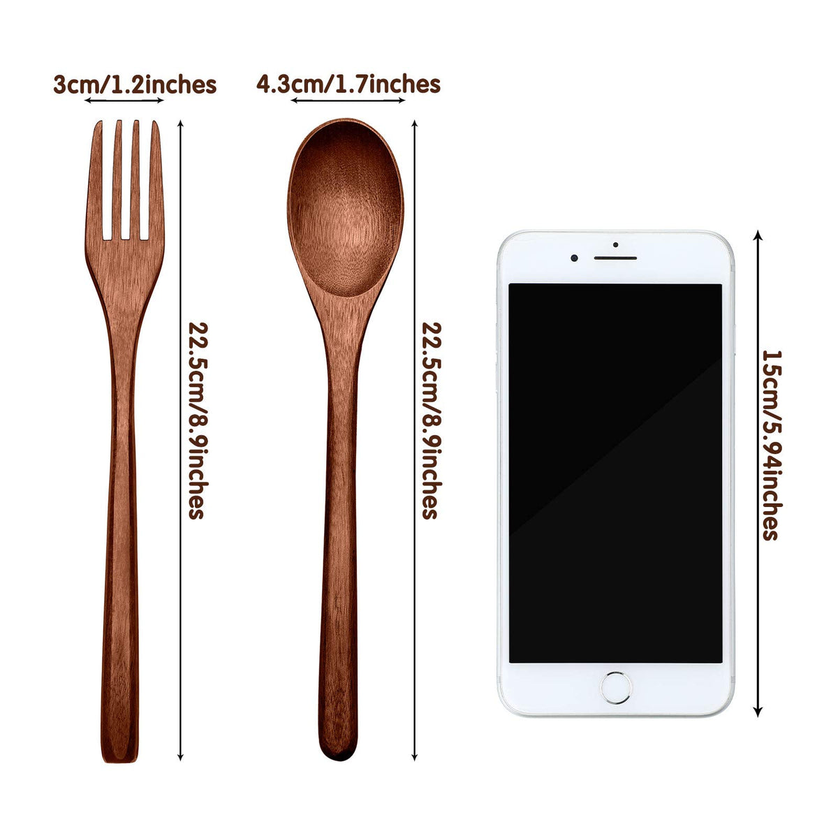 Patelai wooden forks set ideal for soups and salads with comfortable grip.