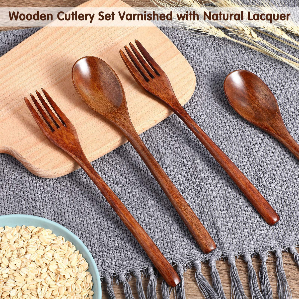 Patelai wooden utensils with long handles prevent heat contact during meals.