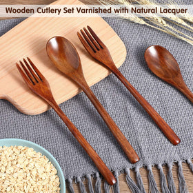 Patelai wooden utensils with long handles prevent heat contact during meals.