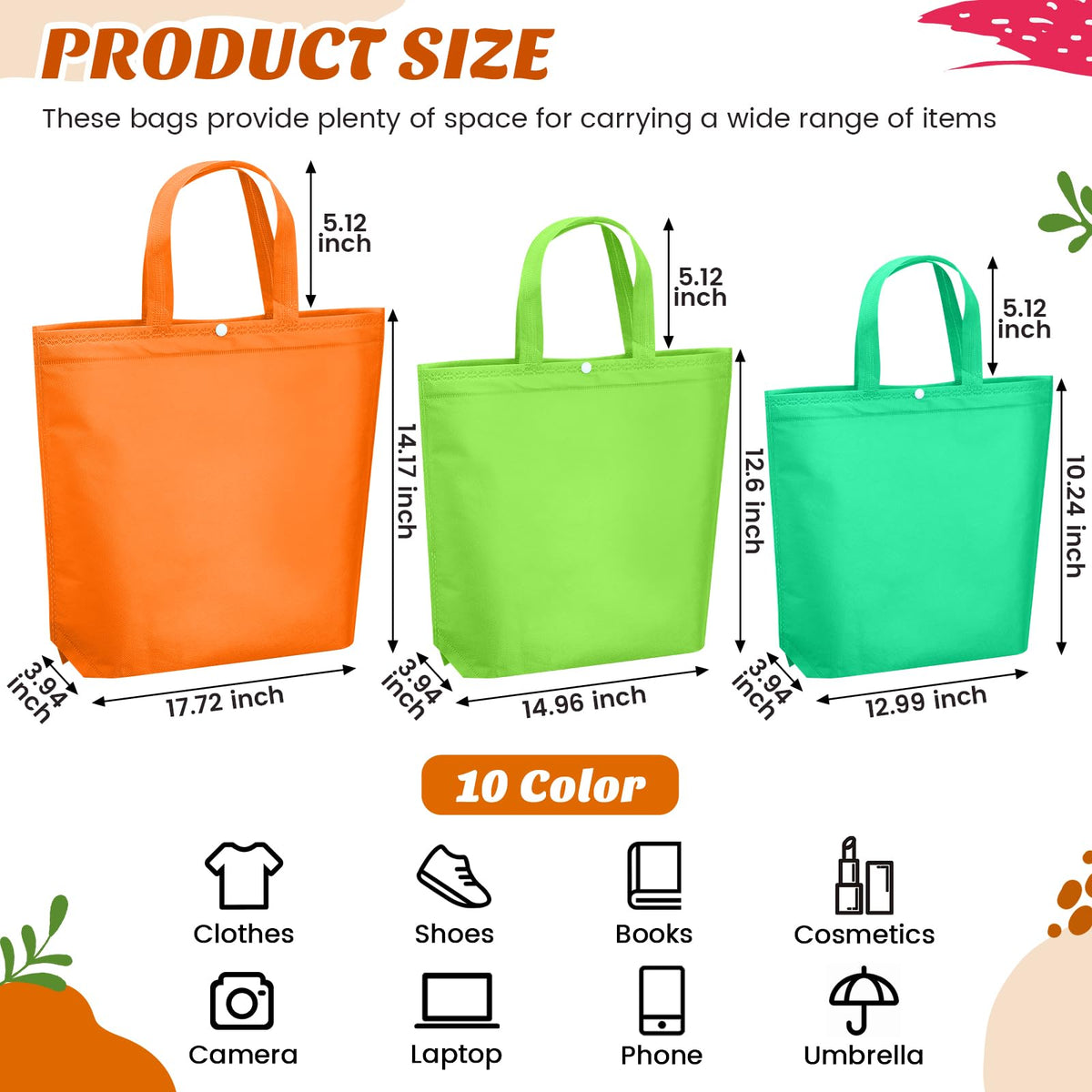 Paterr size 14.96 x 12.6 x 3.94 inch grocery bag for groceries or books