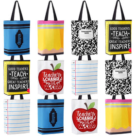 Paterr teacher appreciation bag with apple design, durable canvas tote for daily classroom use.